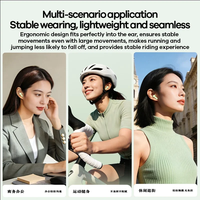 REMAX TWS-25 Wireless Stereo Semi-In-Ear Earbuds Bluetooth-compatible 6.0 4-Mic ENC Noise Cancelling Headset - Green