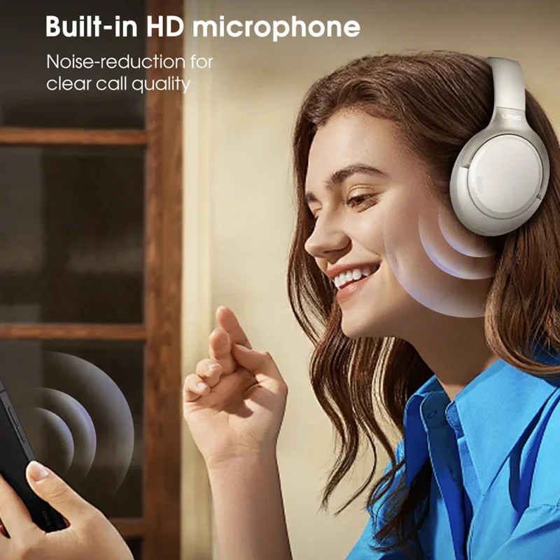 LDNIO H02 Bluetooth-compatible 5.4 Headphones 49 Hours Battery 40mm Driver Over-Ear Wireless Headset for Gaming Music - Black