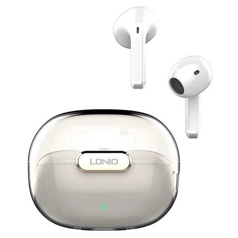 LDNIO T03 TWS Bluetooth 5.3 Hörlurar Halv-i-örat Hi-Fi 13 mm Driver 20-timmars Batteri Transparent Design Huvudtelefon – Vit