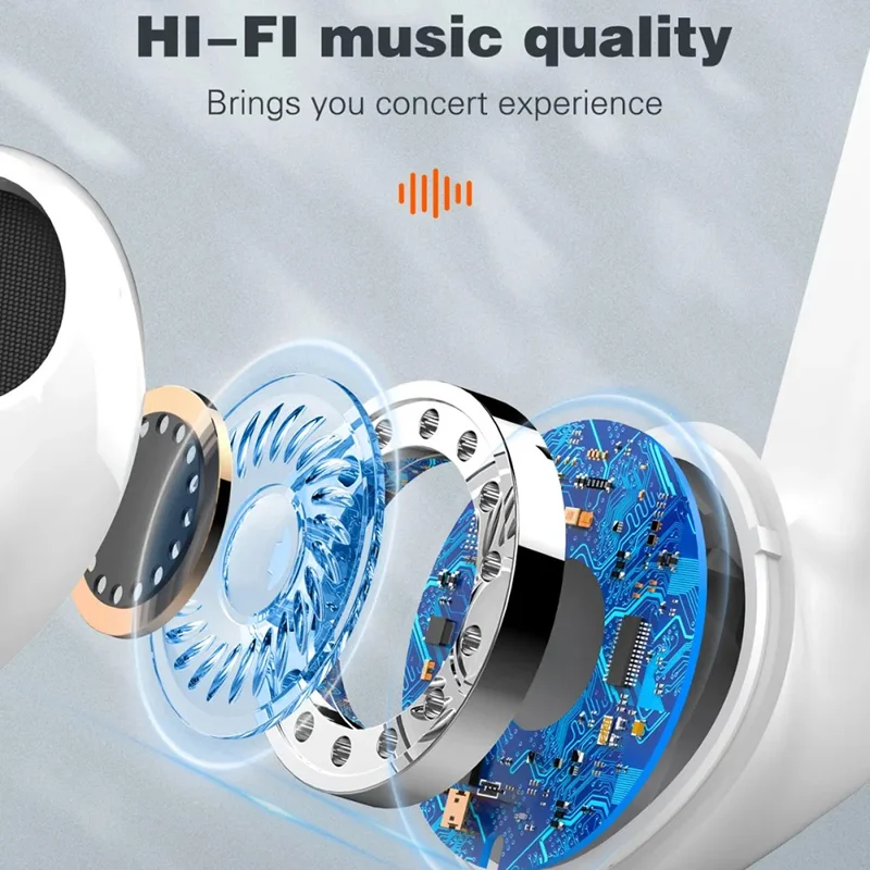 LDNIO T03 TWS Bluetooth 5.3 Hörlurar Halv-i-örat Hi-Fi 13 mm Driver 20-timmars Batteri Transparent Design Huvudtelefon – Vit