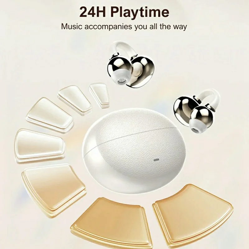 LDNIO T16 OWS Open Ear Clip Bluetooth-compatible Earbuds 12mm Driver Wireless Earbuds for Sports - White