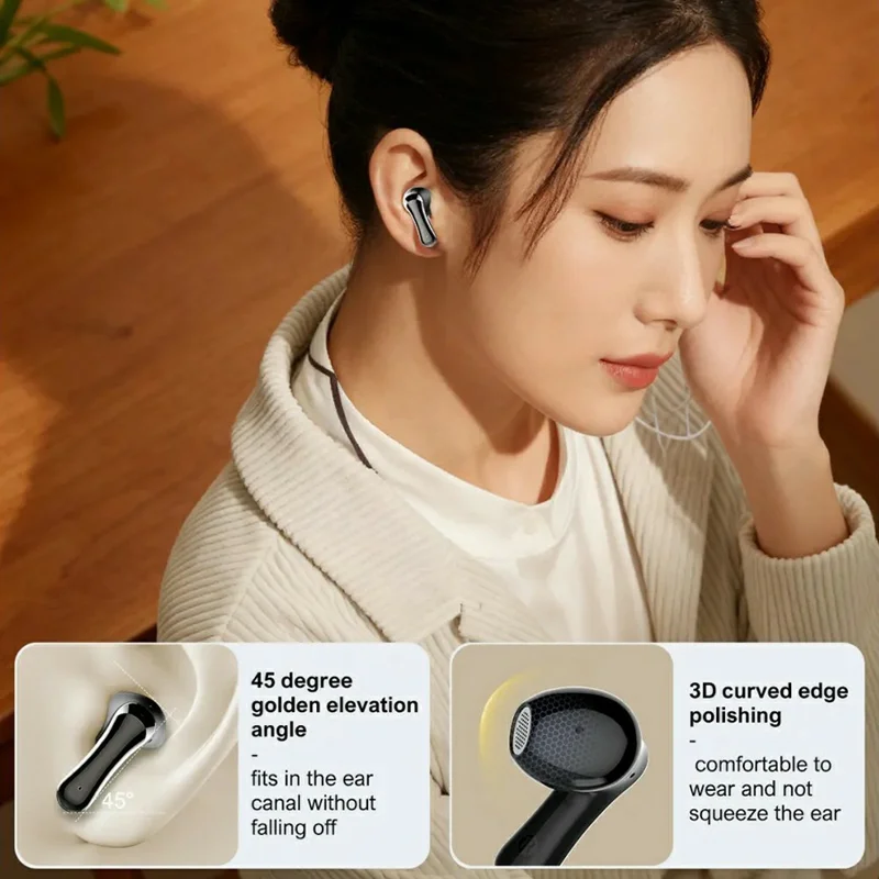 LDNIO T15 TWS Bluetooth-compatible V6.0 Earbuds IPX5 Waterproof HiFi Sound Semi-in-Ear Wireless Earbuds - White