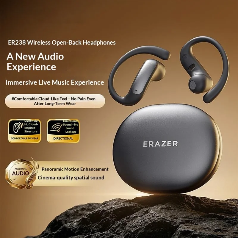 ERAZER ER238 Wireless Open-Ear Earbuds Bluetooth-compatible V6.0 Sports Earphones 4-5H Playtime Touch Control - Black
