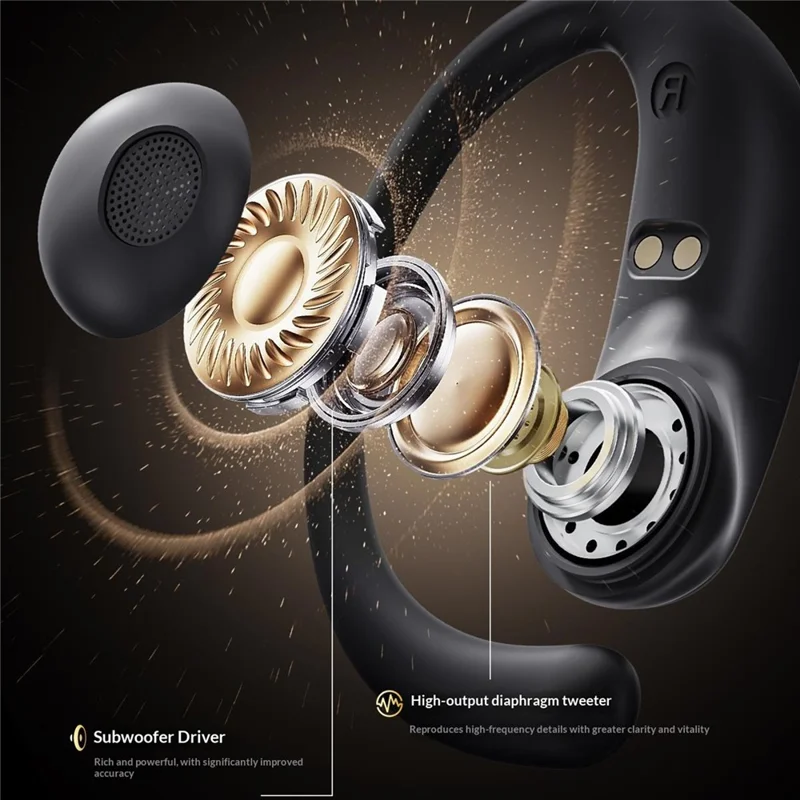 ERAZER ER238 Wireless Open-Ear Earbuds Bluetooth-compatible V6.0 Sports Earphones 4-5H Playtime Touch Control - Black