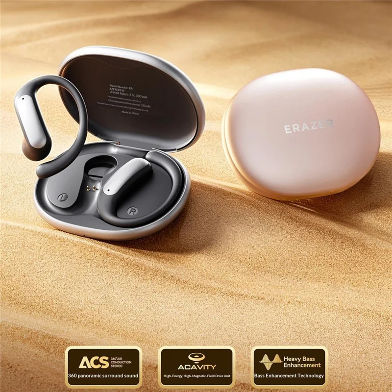 ERAZER ER238 Wireless Open-Ear Earbuds Bluetooth-compatible V6.0 Sports Earphones 4-5H Playtime Touch Control - Black