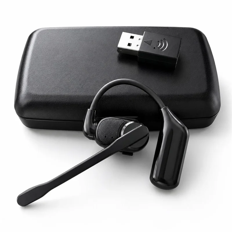 Noise Cancelling Mono Bluetooth-compatible 6.0 Earphones with Rotating Microphone Business Earphones with Wireless Adapter - Black