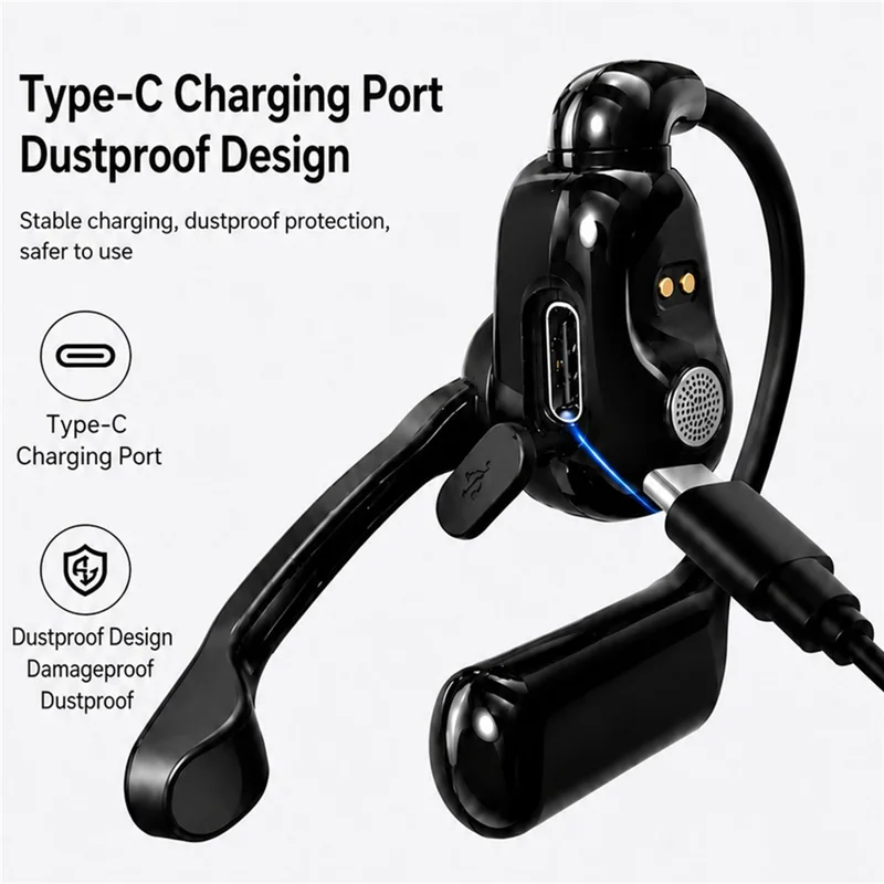Noise Cancelling Mono Bluetooth-compatible 6.0 Earphones with Rotating Microphone Business Earphones with Wireless Adapter - Black