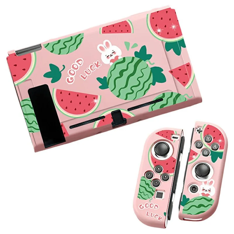 For Nintendo Switch Protective Case Cartoon Printed Soft TPU Shockproof Cover - Watermelon