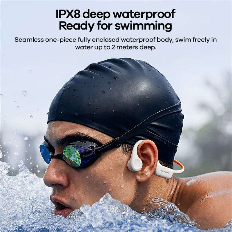 REMAX RB-S21 Bone Conduction Earphones IPX8 Waterproof Bluetooth-compatible V6.0 OWS Earphones - Black