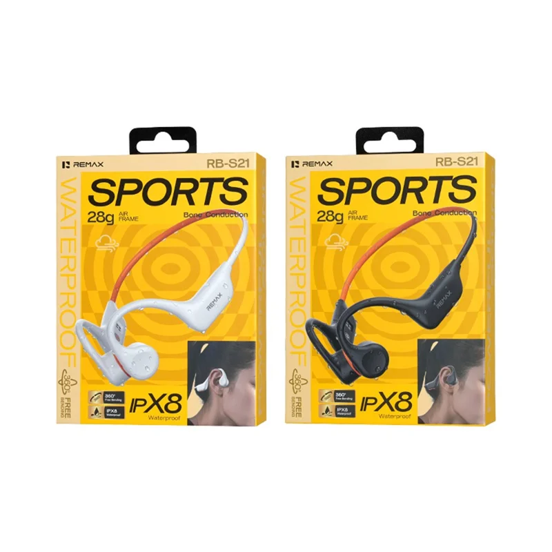 REMAX RB-S21 Bone Conduction Earphones IPX8 Waterproof Bluetooth-compatible V6.0 OWS Earphones - Black