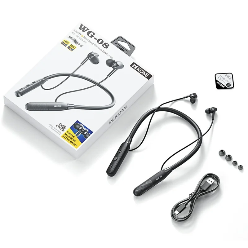 WEKOME WG-08 Neckband Wireless Earphones Bluetooth-compatible 6.0 ENC Noise Cancellation Earbuds - Beige
