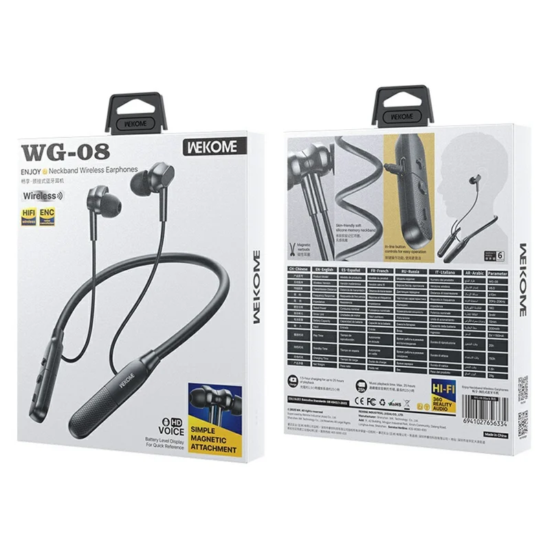 WEKOME WG-08 Neckband Wireless Earphones Bluetooth-compatible 6.0 ENC Noise Cancellation Earbuds - Beige