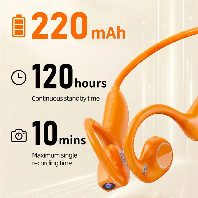 E900 Open Ear Bluetooth-compatible Earphones with 8MP Camera AI Translation ENC Noise Reduction Earphones - Orange