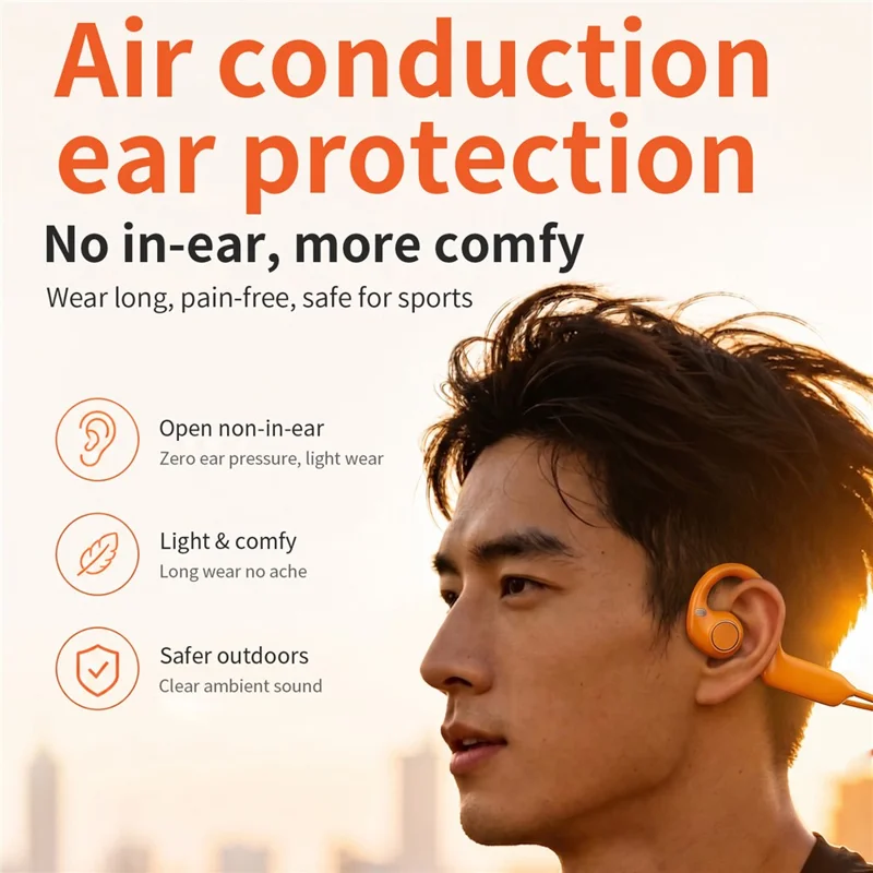 E900 Open Ear Bluetooth-compatible Earphones with 8MP Camera AI Translation ENC Noise Reduction Earphones - Orange