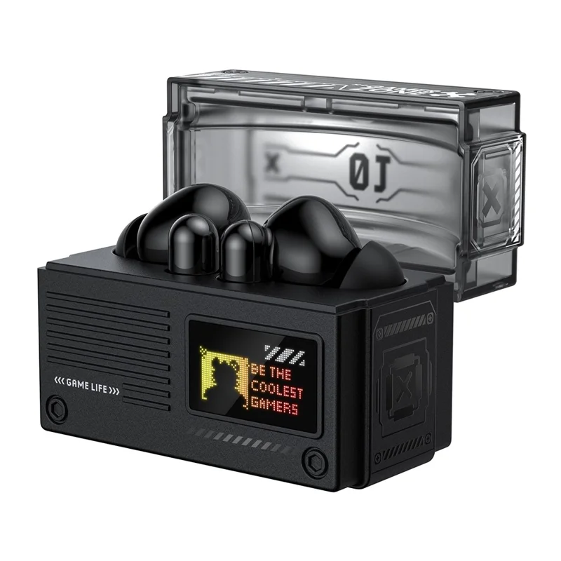 ONIKUMA TX602 Tri-Mode Bluetooth-compatible Gaming Earbuds ANC+ENC Noise Reduction with OLED Display Charging Case - Black