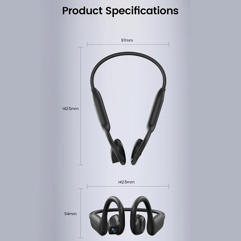 E12 AI Translation Smart Camera Bone Conduction Bluetooth-compatible Earphones 8MP 1080P EIS Video - Black