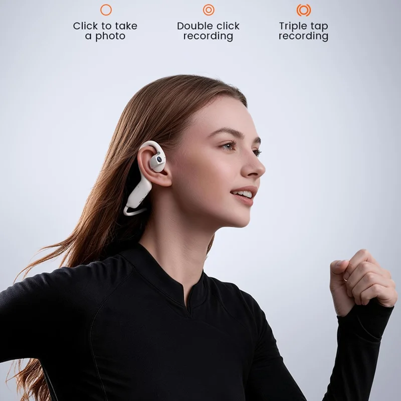 E12 AI Translation Smart Camera Bone Conduction Bluetooth-compatible Earphones 8MP 1080P EIS Video - Black