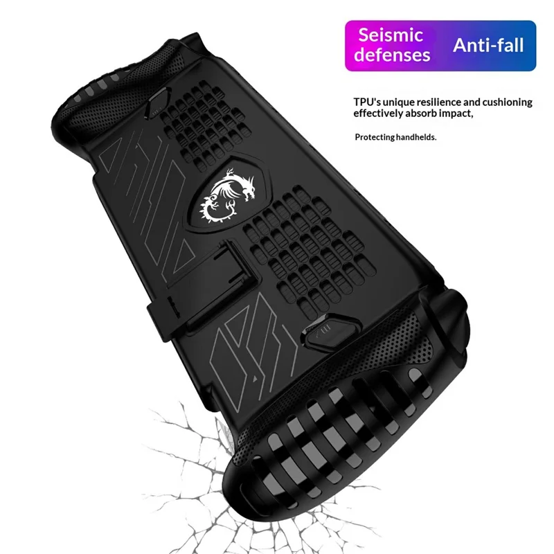 غطاء واقي لجهاز MSI Claw 8 EX AI+ من مادة TPU مقاوم للصدمات مع حامل ثلاثي - أسود