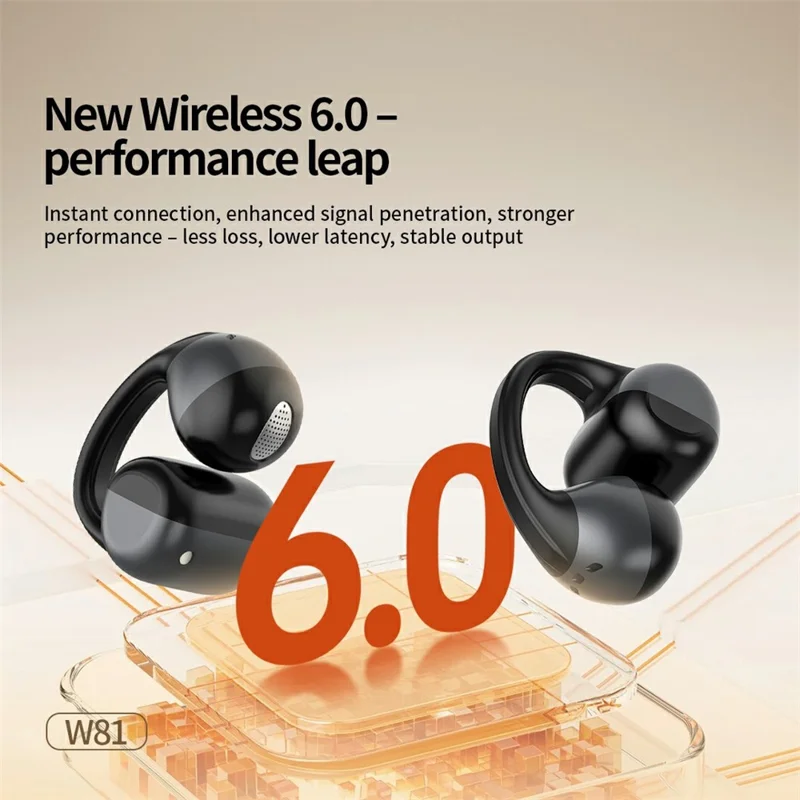 CELEBRAT W81 Bluetooth-compatible 6.0 Earbuds Open Ear Clip-On Wireless Earbuds 11mm Driver - Black