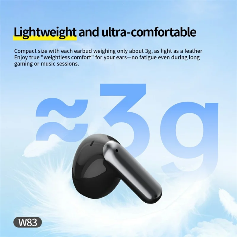 CELEBRAT W83 True Wireless Bluetooth-compatible Earbuds 13mm Driver HD Sound In-Ear Earbuds - Black