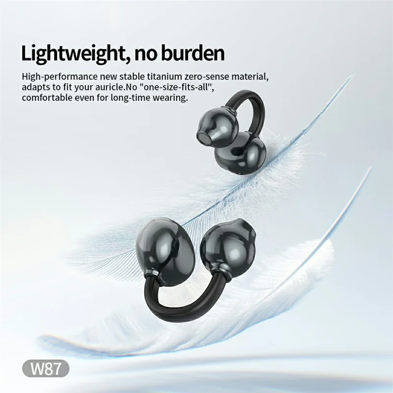 CELEBRAT W87 Clip-On Wireless Earbuds Bluetooth-compatible 5.4 with Bag Shape Charging Case - Black