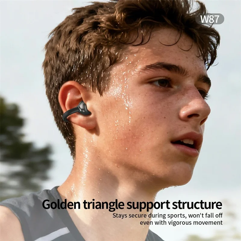 CELEBRAT W87 Clip-On Wireless Earbuds Bluetooth-compatible 5.4 with Bag Shape Charging Case - Black