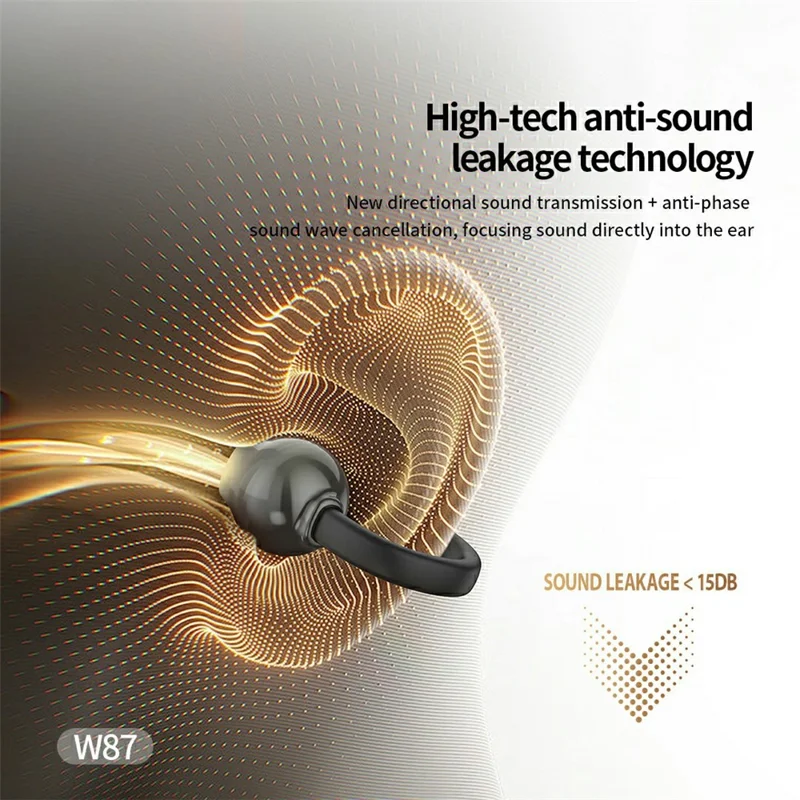 CELEBRAT W87 Clip-On Wireless Earbuds Bluetooth-compatible 5.4 with Bag Shape Charging Case - Black