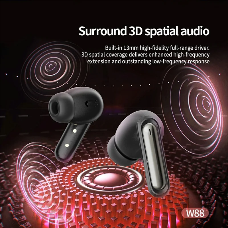 CELEBRAT W88 Wireless Gaming Earbuds Bluetooth-compatible 6.0 Low Latency Game Mode - Black