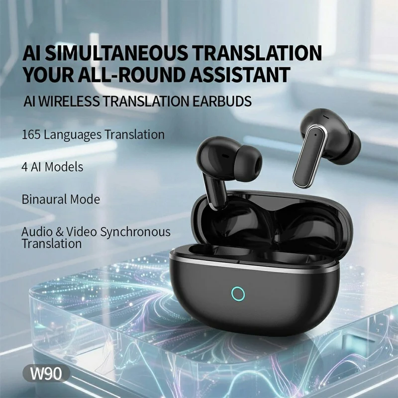 CELEBRAT W90 AI Translation Bluetooth-compatible Earbuds 165 Languages Real-Time Interpreter - Black