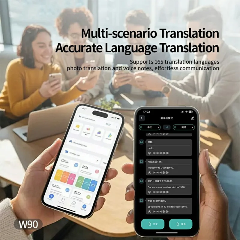 CELEBRAT W90 AI Translation Bluetooth-compatible Earbuds 165 Languages Real-Time Interpreter - Black