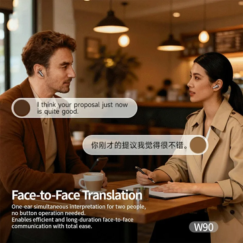CELEBRAT W90 AI Translation Bluetooth-compatible Earbuds 165 Languages Real-Time Interpreter - Black