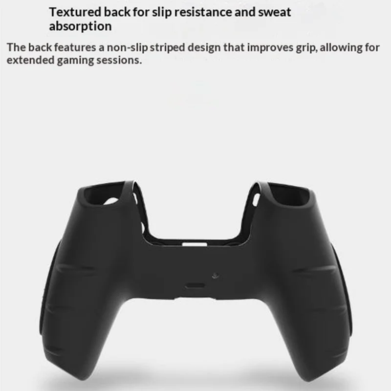 Funda de silicona protectora para control DualSense de Sony PlayStation 5, agarre antideslizante con textura, cobertura total, resistente al sudor, tacto suave como la piel - Negro