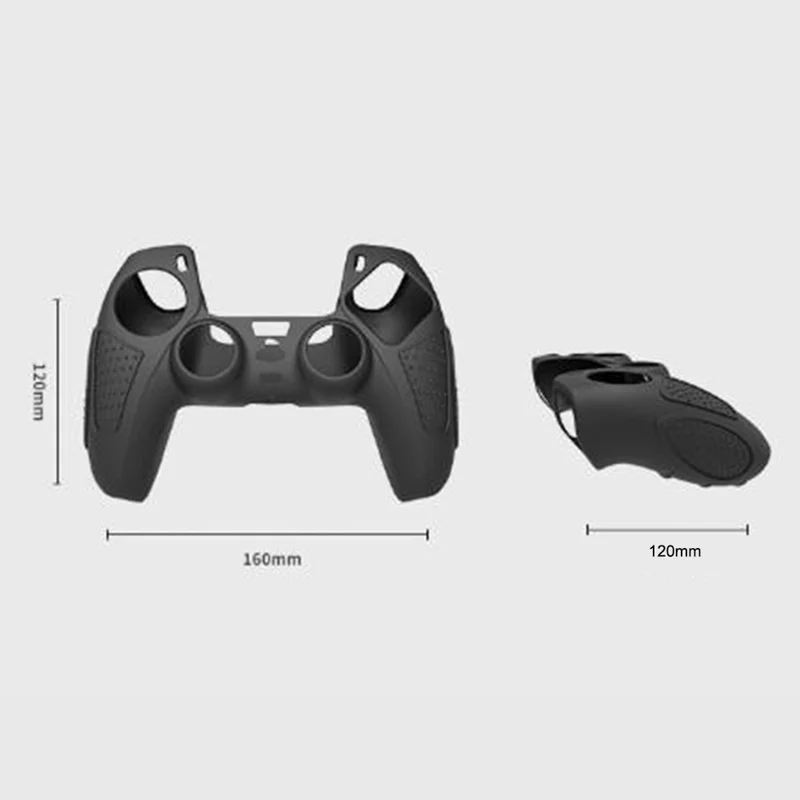 Funda de silicona protectora para control DualSense de Sony PlayStation 5, agarre antideslizante con textura, cobertura total, resistente al sudor, tacto suave como la piel - Negro