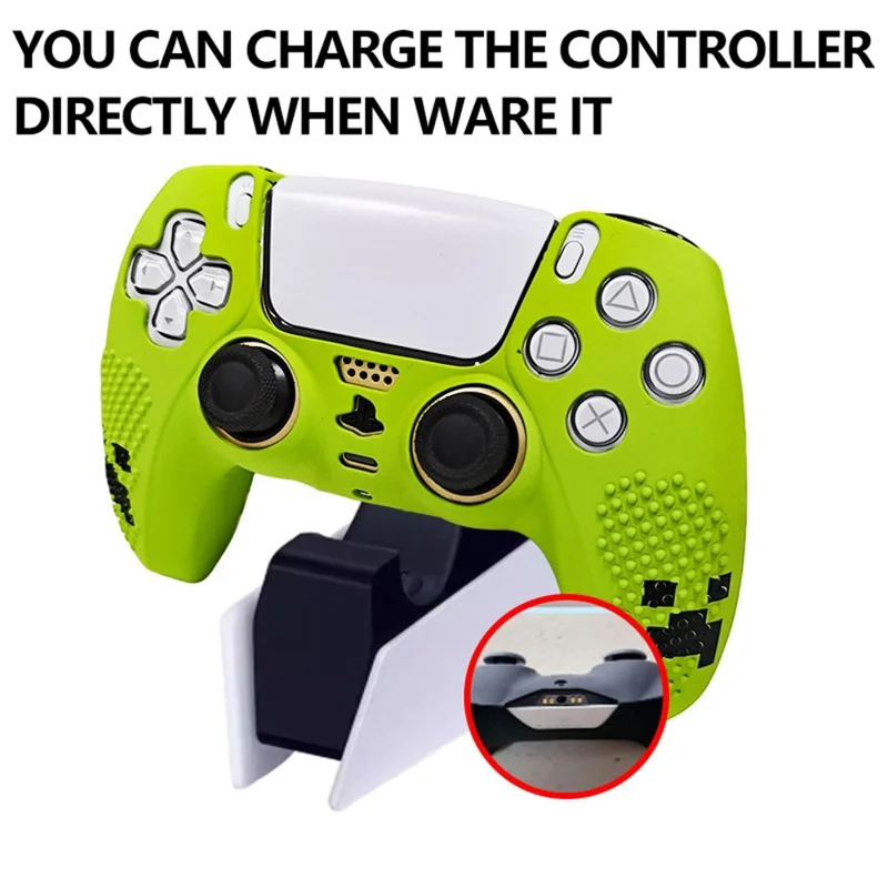 Capa Protetora de Silicone para Controlador Sony PlayStation 5 DualSense com 2 Tampas para Analógico - Verde