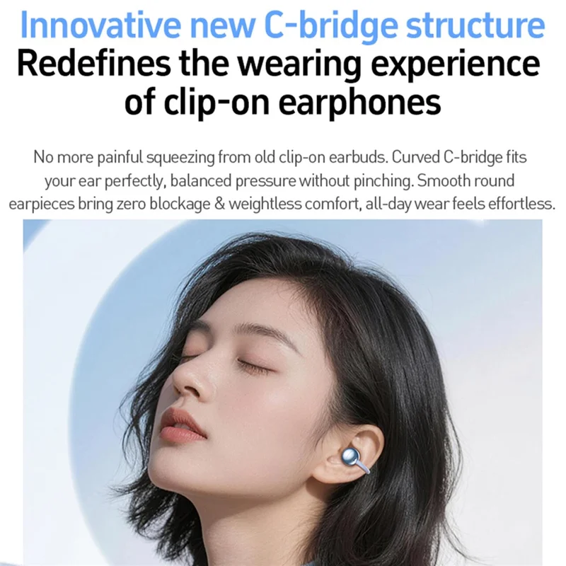 WEKOME WS-38 Clip-On Trådløse Ørestikker Bluetooth 6.0 Ørestikker 30H Afspilletid - Sort