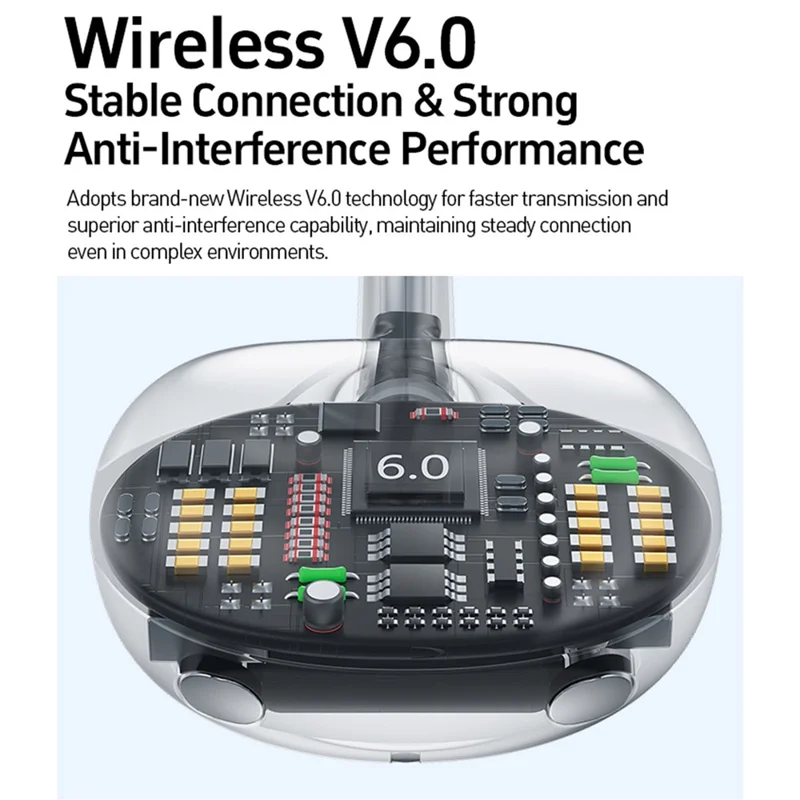 WEKOME WS-38 Clip-On Trådløse Ørestikker Bluetooth 6.0 Ørestikker 30H Afspilletid - Sort