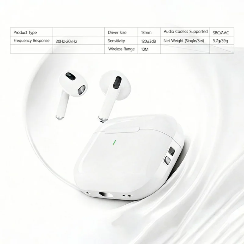 D-POWER 6201 TWS Bluetooth 5.3 наушники 13 мм драйвер ENC шумоподавление 40 мс низкая задержка - Белый