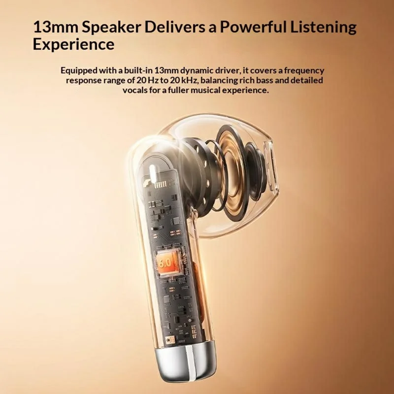 YESIDO TWS48 13mm Driver Bluetooth-compatible 6.0 Wireless Earbuds TWS Semi-in-ear Earbuds - Black