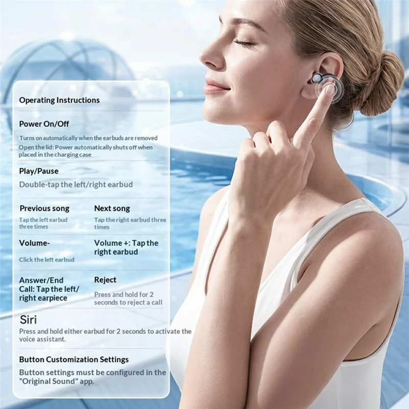 YESIDO TWS49 145 Languages AI Translation Ear Clip Bluetooth-compatible Earbuds Touch Control - Purple