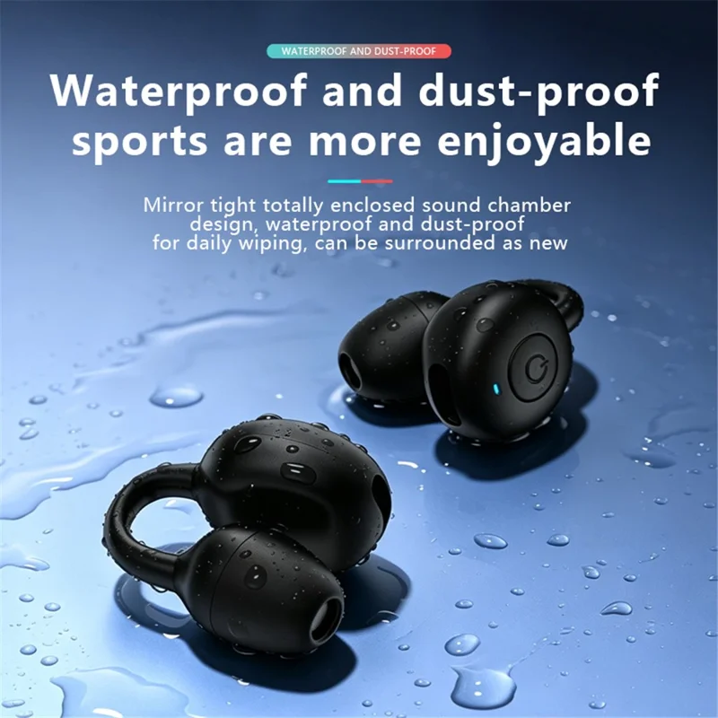 M32 Single Ear Clip Bluetooth-compatible 6.0 Wireless Earphone 6 Hours Battery Life IPX3 Waterproof Headset - Black