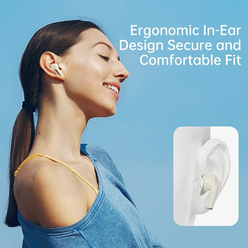 ROCK A5 Pro Bluetooth-compatible 6 ANC Earbuds LCD Touch Screen TWS Earphones - Beige