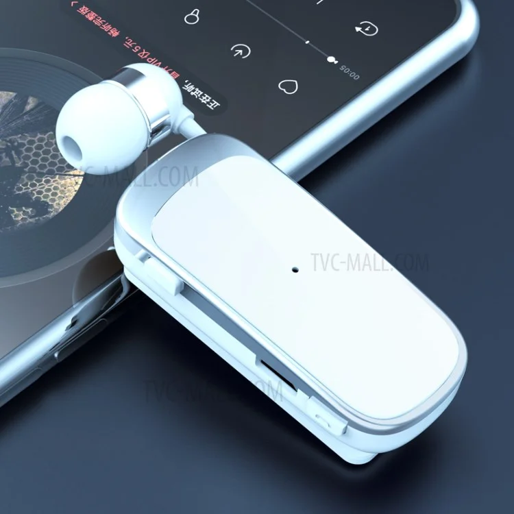 K52 Business Retractable Bluetooth 4.1 Wireless Headset Kopfhörer Anruf Erinnern Sie Vibration Ohrhörer - Weiß