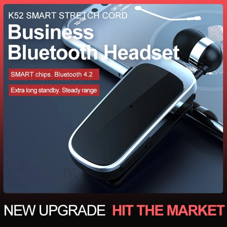 K52 Business Retractable Bluetooth 4.1 Wireless Headset Kopfhörer Anruf Erinnern Sie Vibration Ohrhörer - Weiß