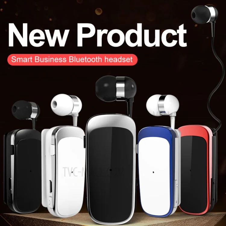 K52 Business Retractable Bluetooth 4.1 Wireless Headset Kopfhörer Anruf Erinnern Sie Vibration Ohrhörer - Weiß