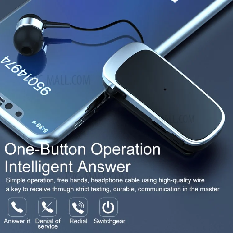 K52 Business Retractable Bluetooth 4.1 Wireless Headset Kopfhörer Anruf Erinnern Sie Vibration Ohrhörer - Weiß