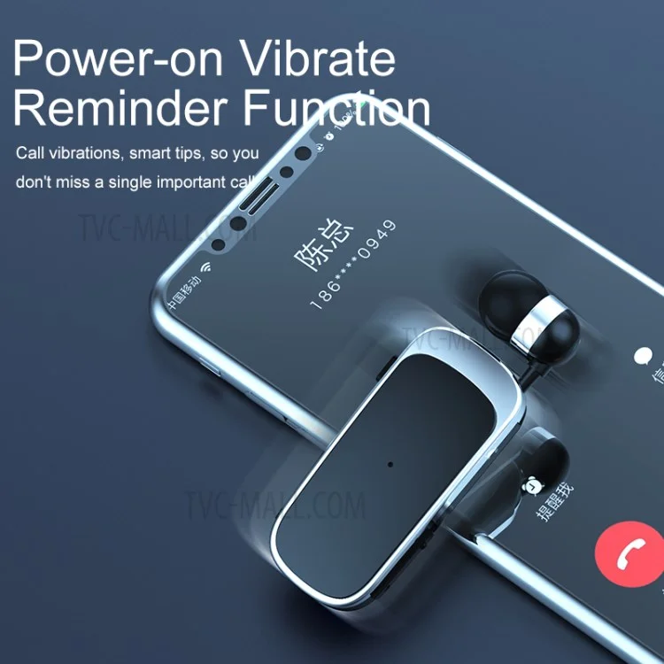 K52 Business Retractable Bluetooth 4.1 Wireless Headset Kopfhörer Anruf Erinnern Sie Vibration Ohrhörer - Weiß