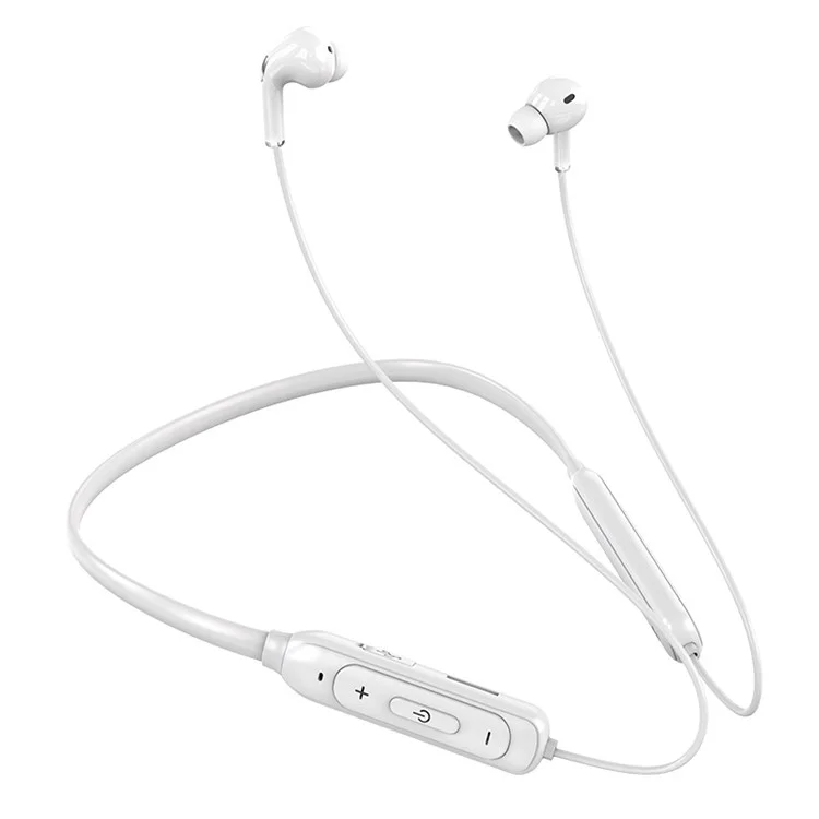 M60 8D Surround Sound Bluetooth 5.1 Wireless Earphone Neck Hanging Headphone Support TF Card - White