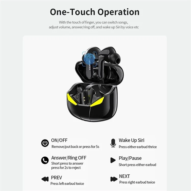 AWEI T35 HiFi TWS Bluetooth ENC Earphone Wireless Sport Game Music Touch Waterproof AAC Stereo Headset with Mic - Black