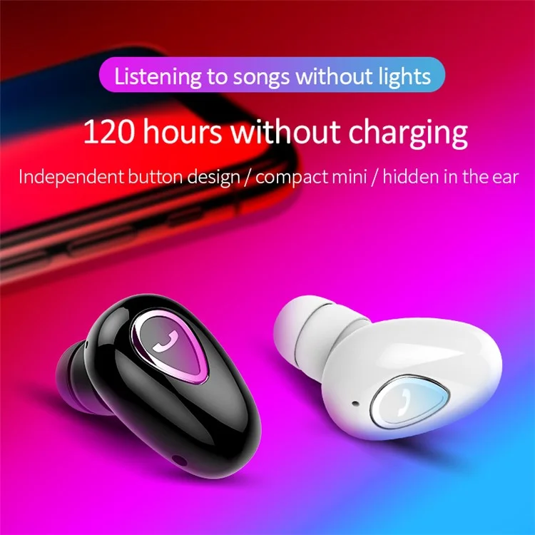 X01 Sports Invisible Mini Single Earbud Stereo Sound Wireless Bluetooth In-ear Earphone - Preto