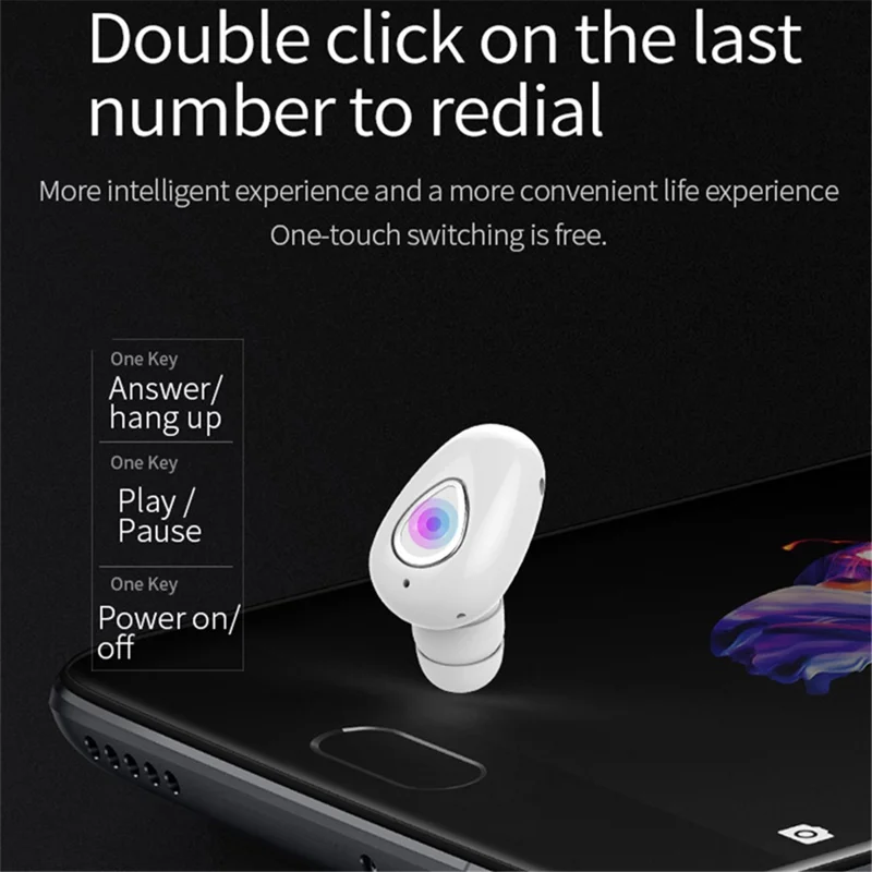 X01 Sports Invisible Mini Single Earbud Stereo Sound Wireless Bluetooth-compatible In-ear Earphone - White